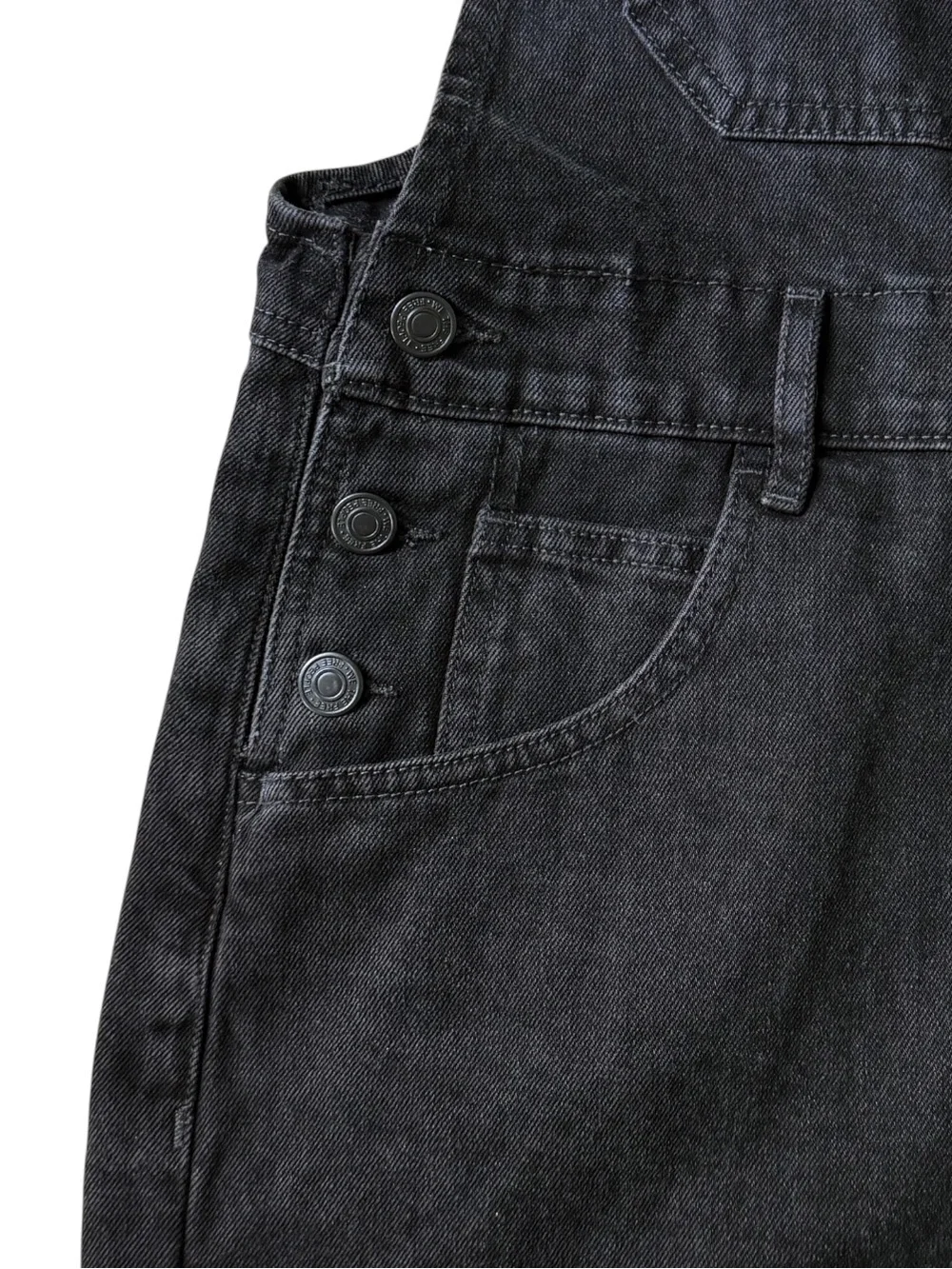 Free People Black Denim Short Overalls